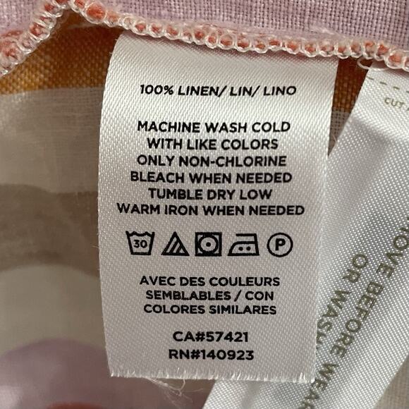 Lou & Grey for Loft Dress Women Size XS Linen Multicolor Striped Pockets Peasant - Picture 7 of 8